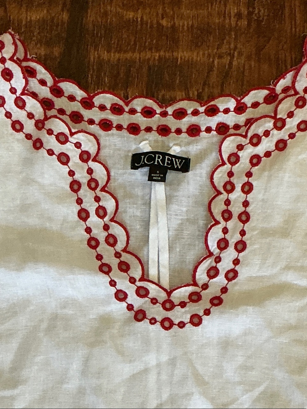 J. Crew White Linen Dress with Red Embroidery - Picture 2 of 11